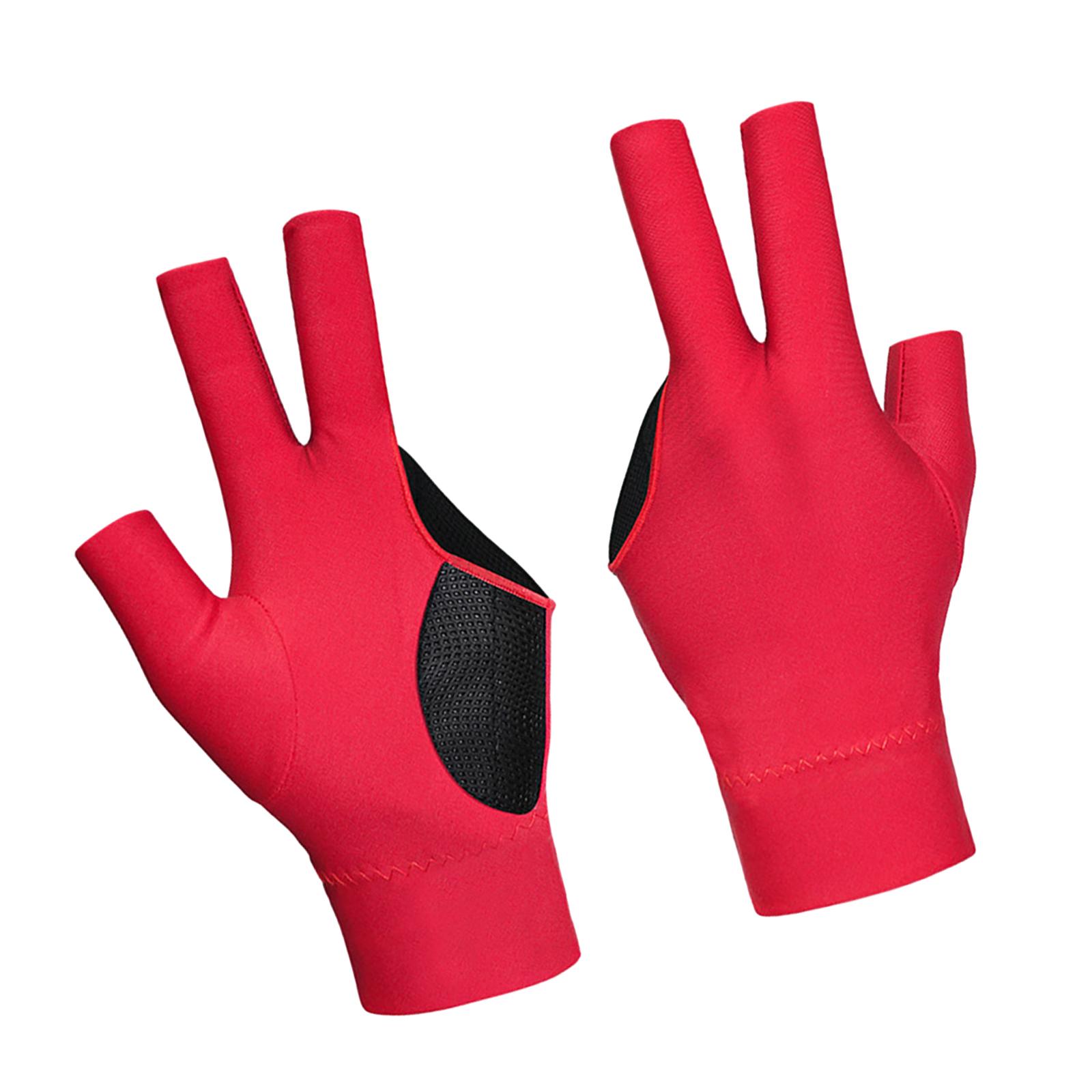 3 Finger Billiards Glove Pool Cue Glove Right Hand Shooters Snooker Half Finger Indoor Game Show Glove Three Fingers Glove красный