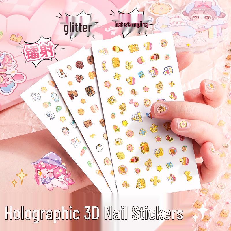Iridescent Nail Stickers Gift Set: Cute Manicure Toy for Kids