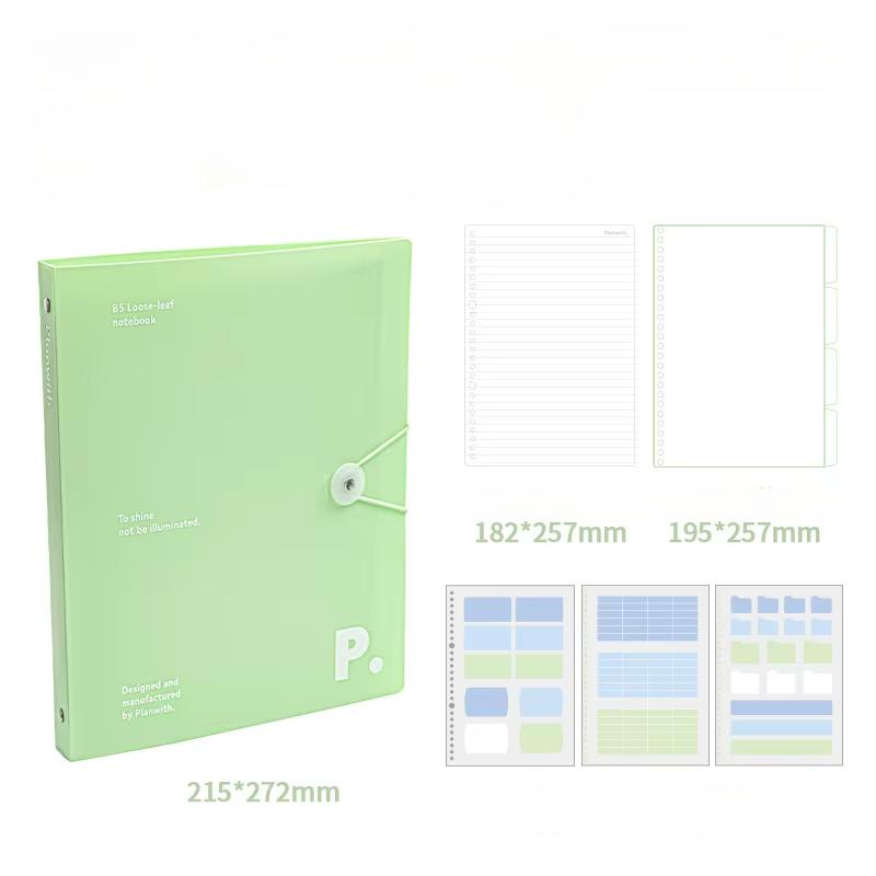 B5 Zaklapávací kroužkový pořadačový zápisník Prémiový estetický pořadač Zápisník pro journaling Blok pro studenty Horizontální plánovač s vnitřními stránkami