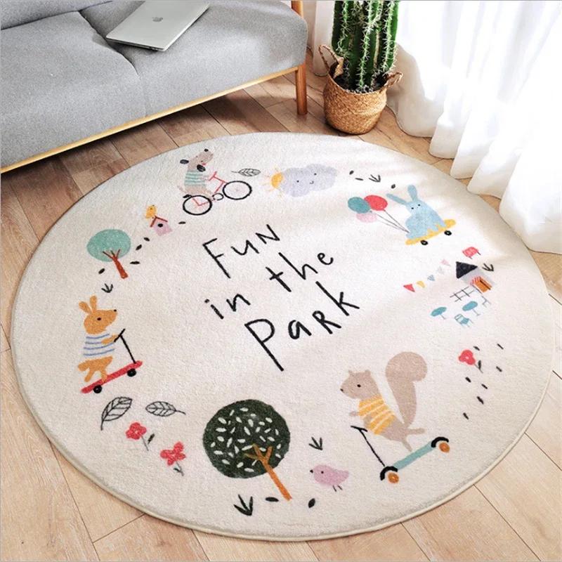 100x100cm Round Soft Lamb Cashmere Cartoon Home Living Room Non-Slip Sofa Floor Carpet Children Bedroom Decoration Rugs