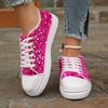 Plus Size Women's Shoes 2025 Fall New Arrival Fashion Round Toe Flat Lace-Up Sequined Casual Flats