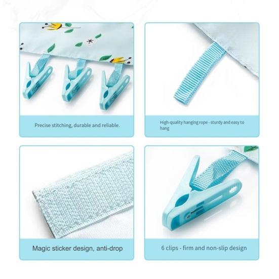 Clothes Socks Hanger with 6 Clips Strong Load-bearing Fastener Tape Design Folding Clothes Hanger Clips Towel Drying Rack