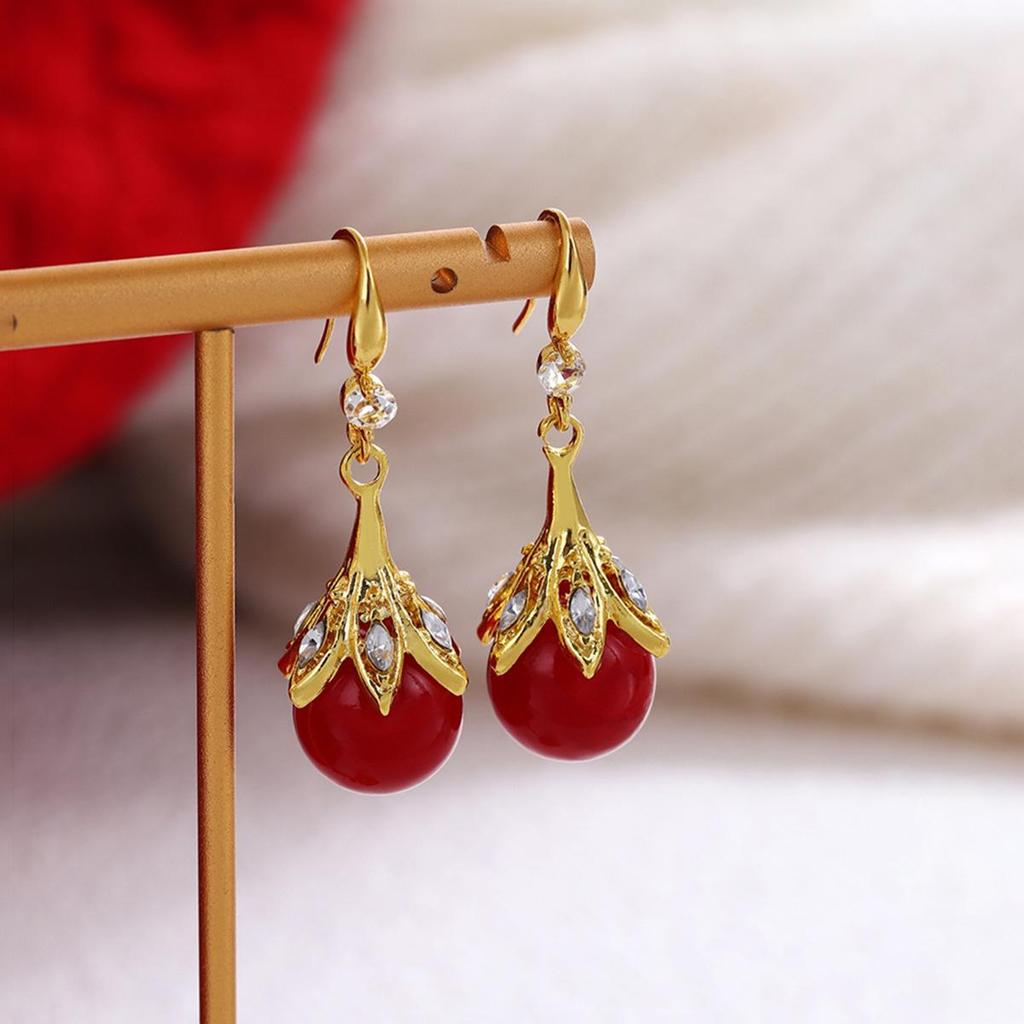 Cercei Ancola Roșu Argintiu Geometrici cu Picătură de Ulei - Modă Retro Manșete de Urechi High-End pentru Femei