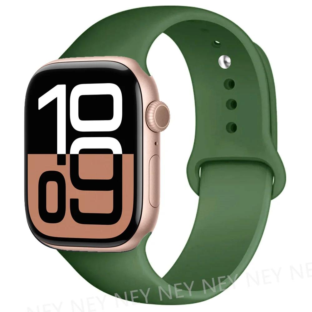 Silicone Band For Apple Watch Straps Ultra 2 49mm 45mm 44-40mm 41mm Sport Bracelet Apple Watch Series 10 42mm-46mm 8 7 6 5 SE 9