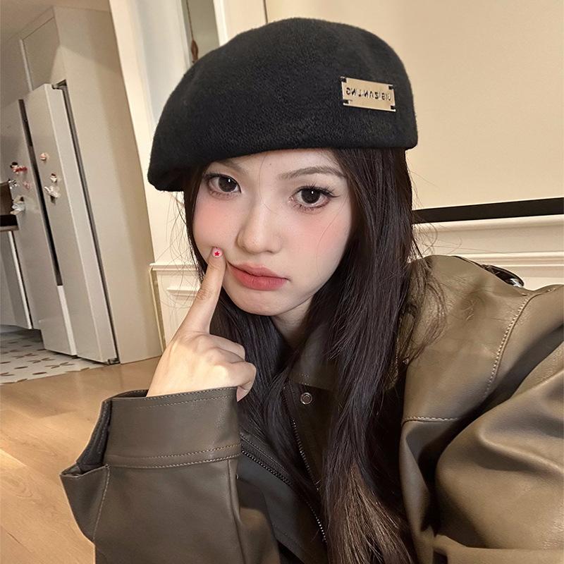 Autumn Winter Beret Cap Women's Vintage Solid Color Worker Hat Japanese Artist Hats