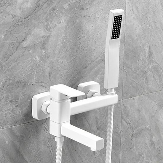 Black Brass Bathroom Bathtub Faucet Set with Shower Head and Hot/Cold Mixer Valve
