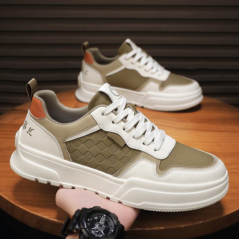 

Весна Осень Новые Туфли для Мужчин Кожаные Повседневные Туфли Тренд Плоские Кроссовки Для Скейтбординга Уличные Крутые Кроссовки На Шнуровке 45 хаки