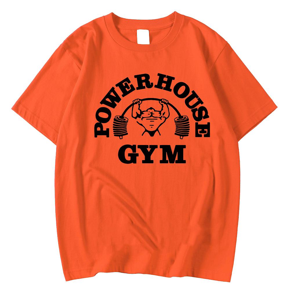 Powerhouse Gym Print Cotton T-shirt Men Women Sportswear Oversized Tshirt Short Sleeve Tee Summer Fitness T Shirts Clothes Tops