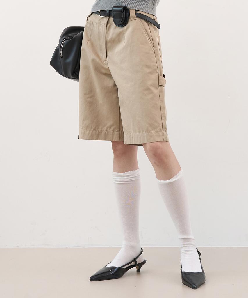ZIZEMUSEUM Half Carpenter Work Pants (Beige)