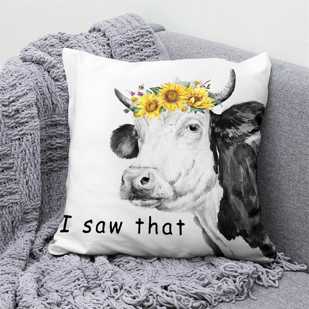 Juste De Coussin En Velours Animal Floral, Taie D'oreiller Décorative, Oreiller Pour La Maison, Canapé, Chambre, Voiture, Loup, Vache