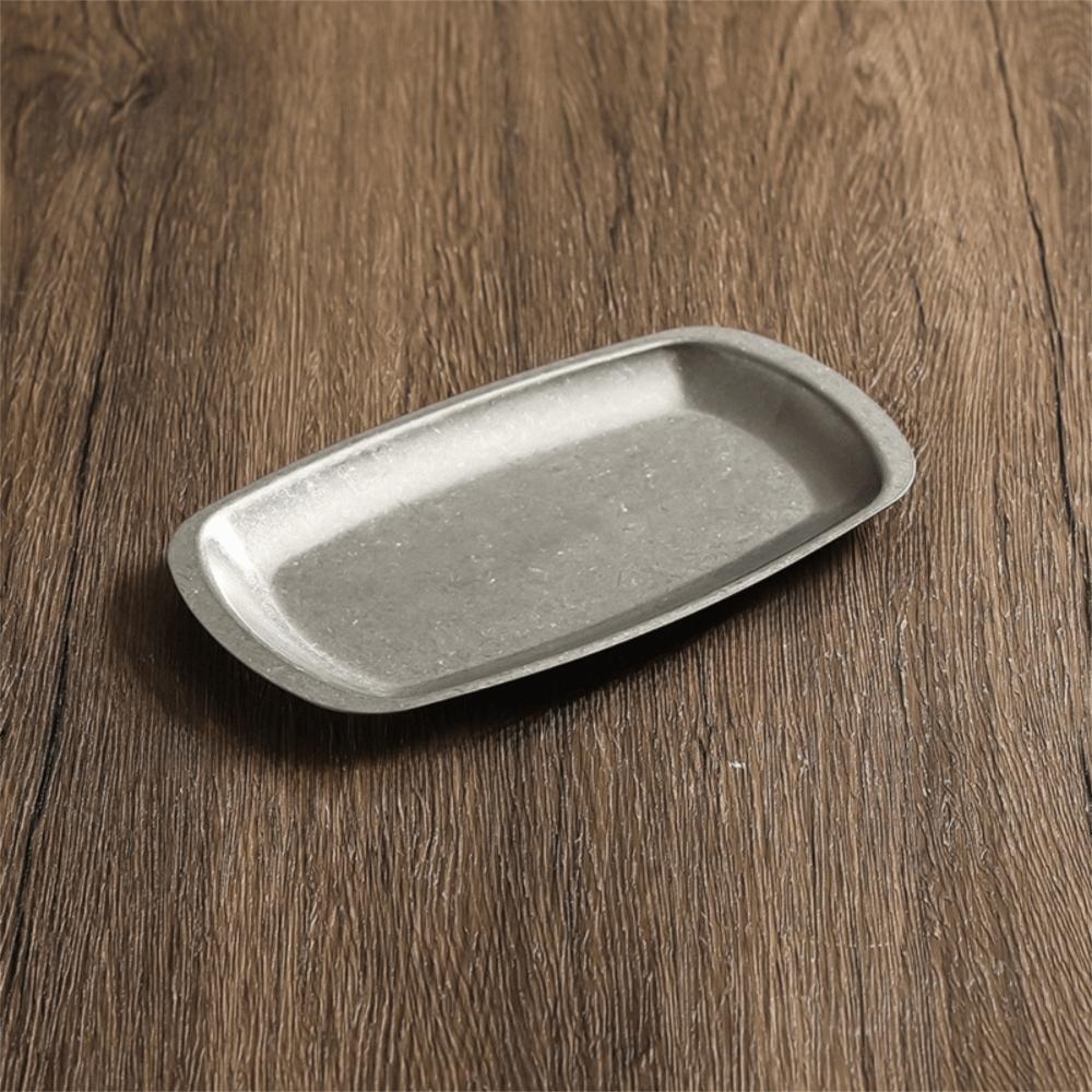 

Retro Style Dinner Plate Stainless Steel Serving Tray Dessert Snack Plate Picnic Camping S серебряный