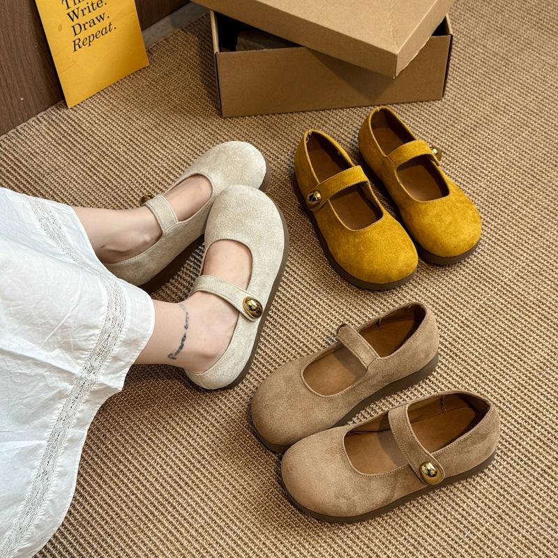 French Birkenstock Single Shoes Women's 2025 New Spring and Summer with Skirt Soft Flat Mary Jane Shoes Versatile Evening Doudou Shoes