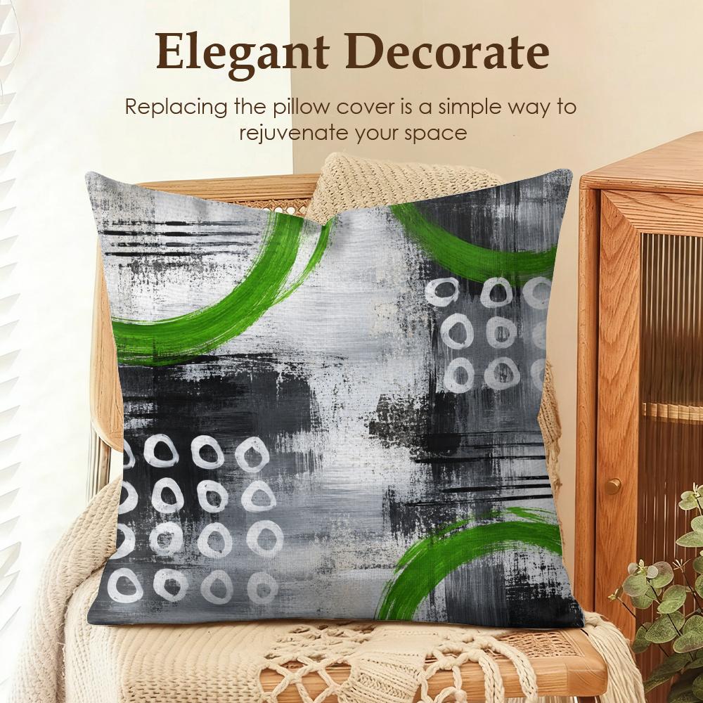 Green Breakthrough Cushion Cover Natural Linen Organic Fabric DoubleSided Printing Sofa Home Decor Gift Pillow Case