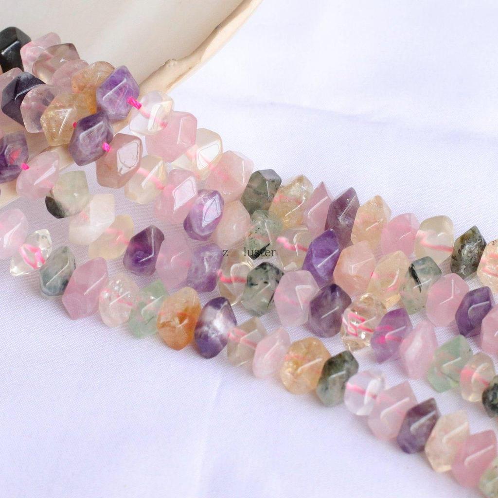 Contas Espaçadoras de Cristal Irregular Lápis Lazúli e Ametista para DIY