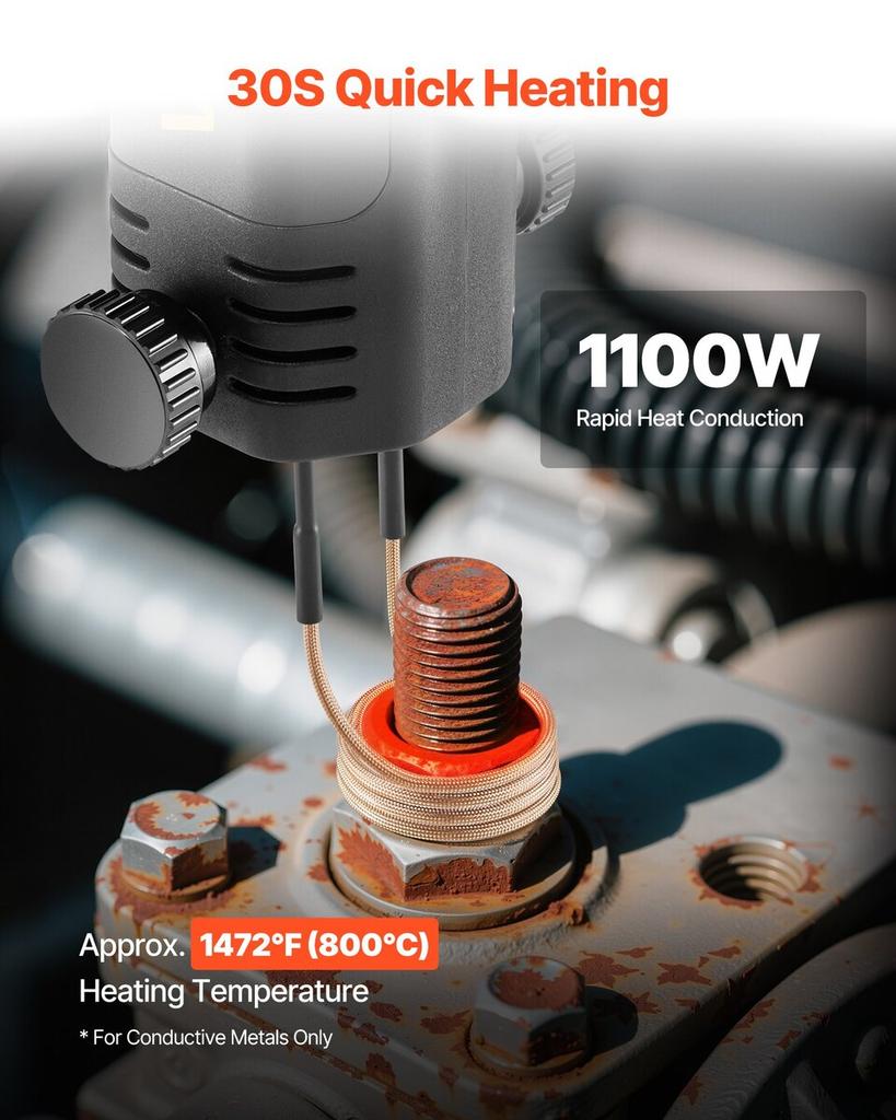 Induction Heater Bolt Removal, 1100W 230V Magnetic Induction Heater Kit, Handheld Nut Buster Tool, Mini Heating Machine for Rusty Screw Removing, Car