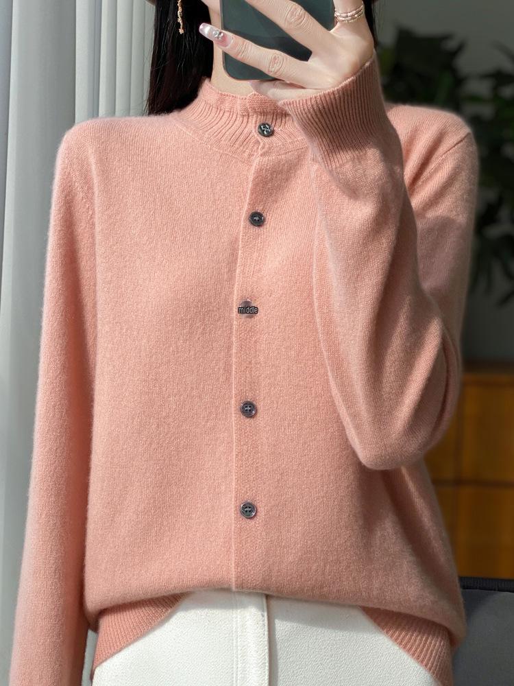 Women's Ruffle Wool Cardigan: Soft, Skin-Friendly, 100% Wool, Versatile Autumn and Winter Outerwear.