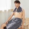2Pcs/Set Men Bath Towel Adjustable Shower Wrap And Absorbent Towel Wearable Towel Skirt with Pocket