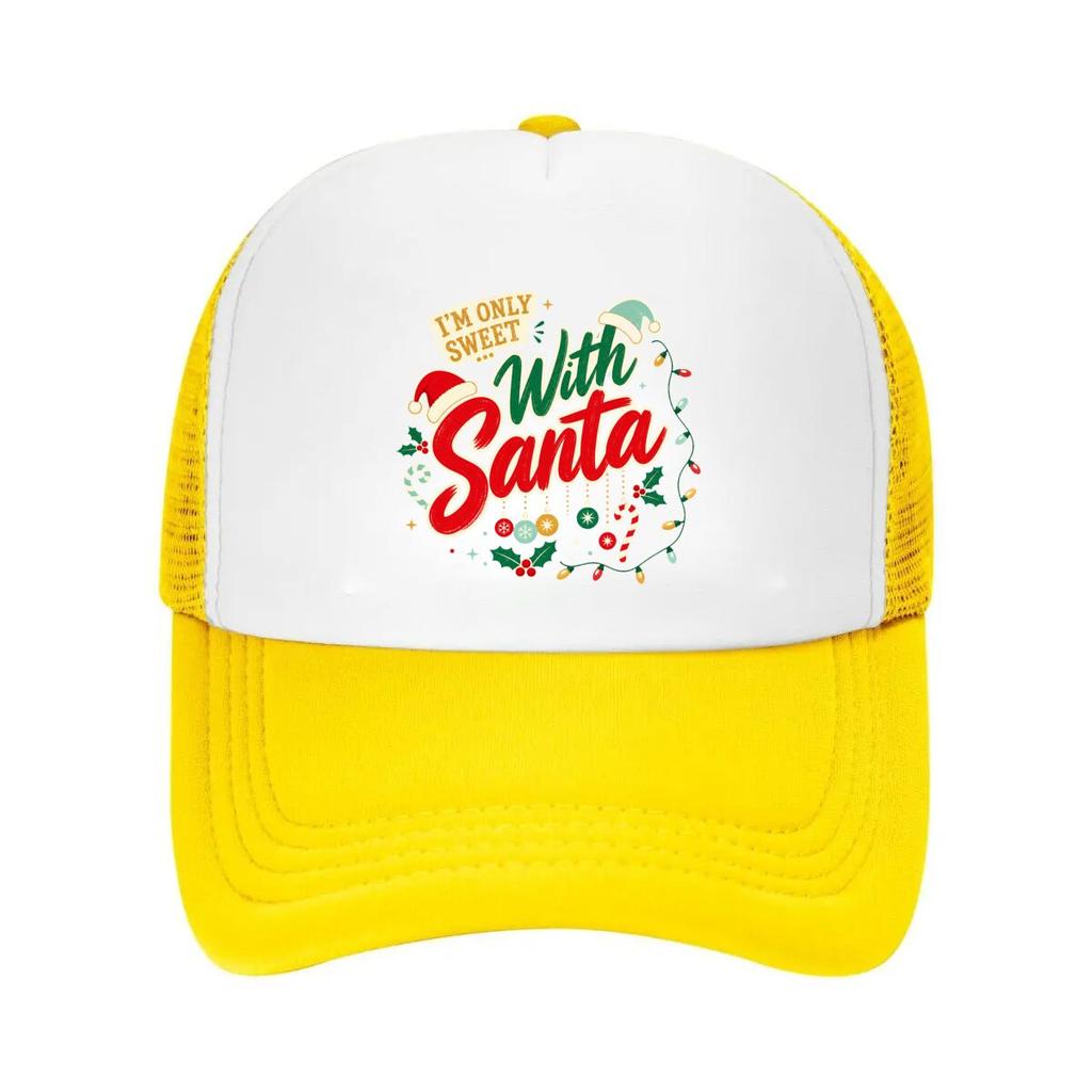 Sassy Christmas Santa Quote Typograp Mesh Baseball Cap Casual Hat Outdoor  For Womens Unisex FeUnisex