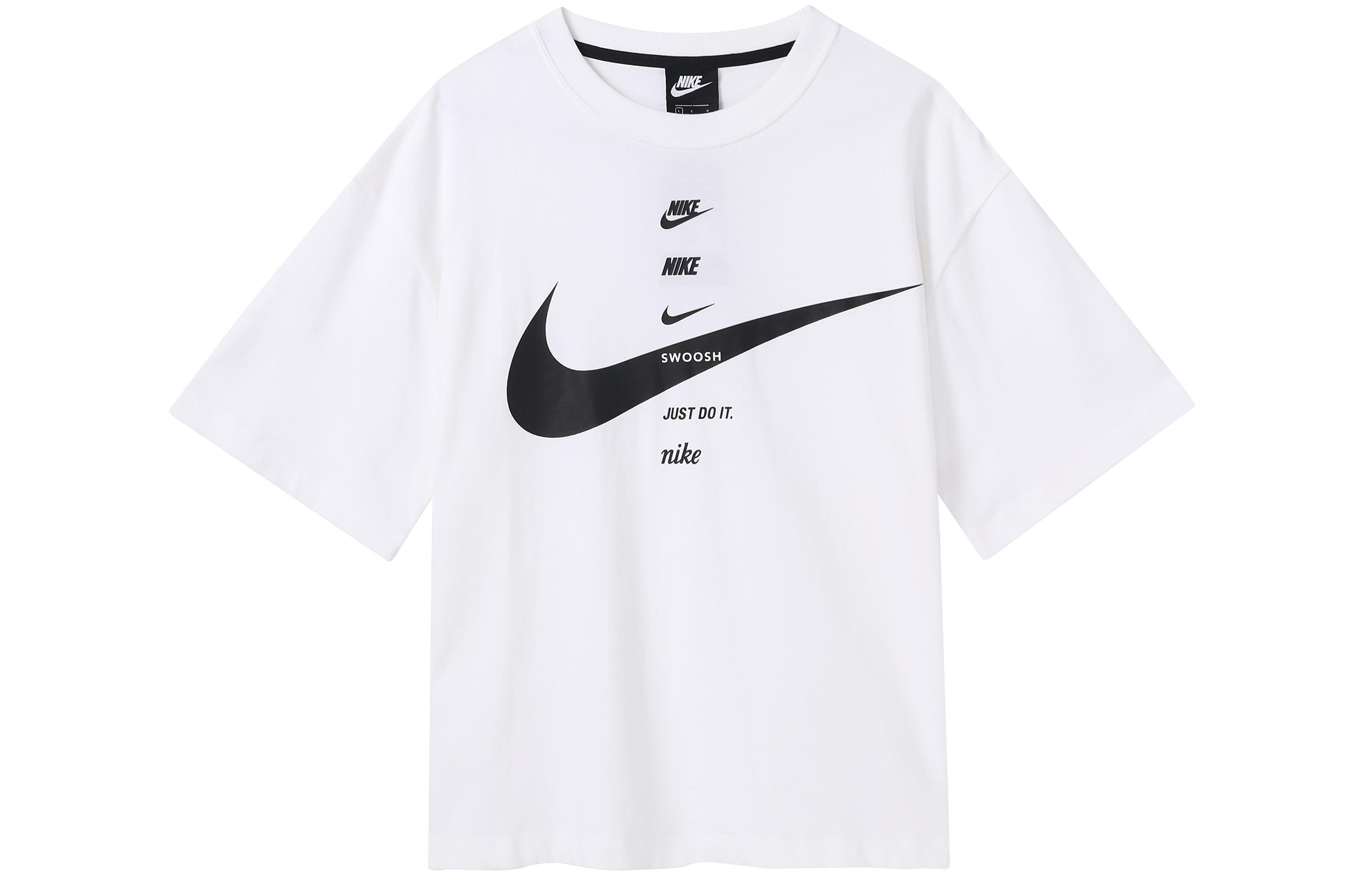 

Nike T Shirts Women s White Crew Neck Moderate Straight Fit CU5683-100 M