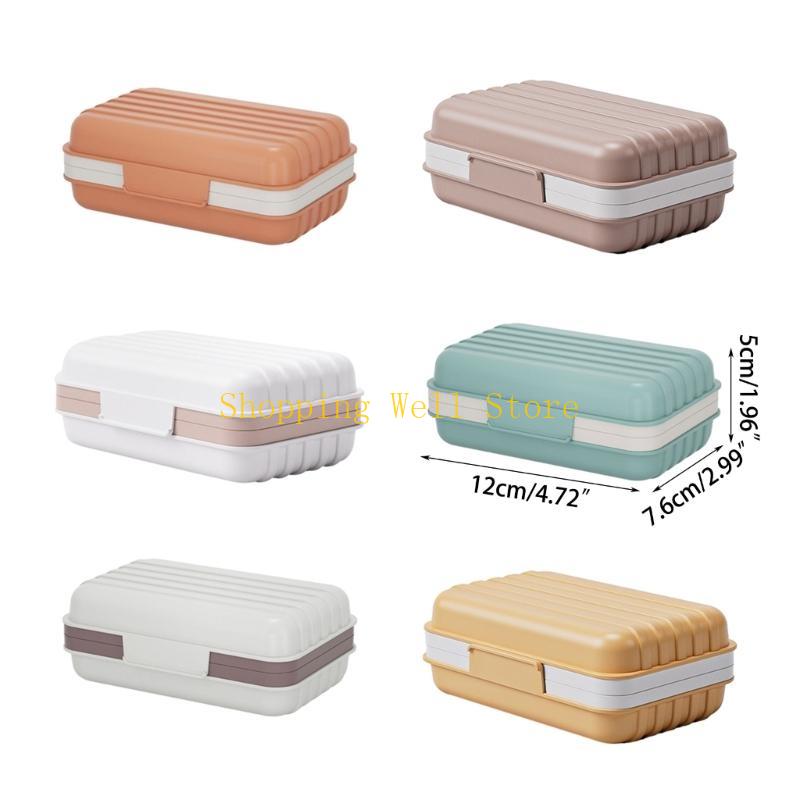 KX4B Bathroom Soap Dish with Lid Home Plastic Soap Box Leak-Proof Keeps Soap Dry Soap Container Travel Essentials for Camping