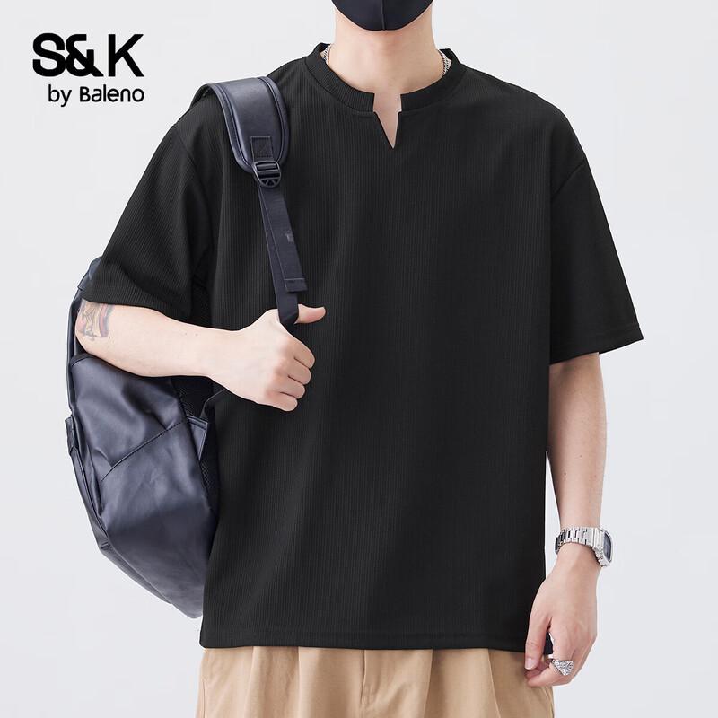 Baleno Men's S&K Textured V-Neck Short Sleeve T-Shirt