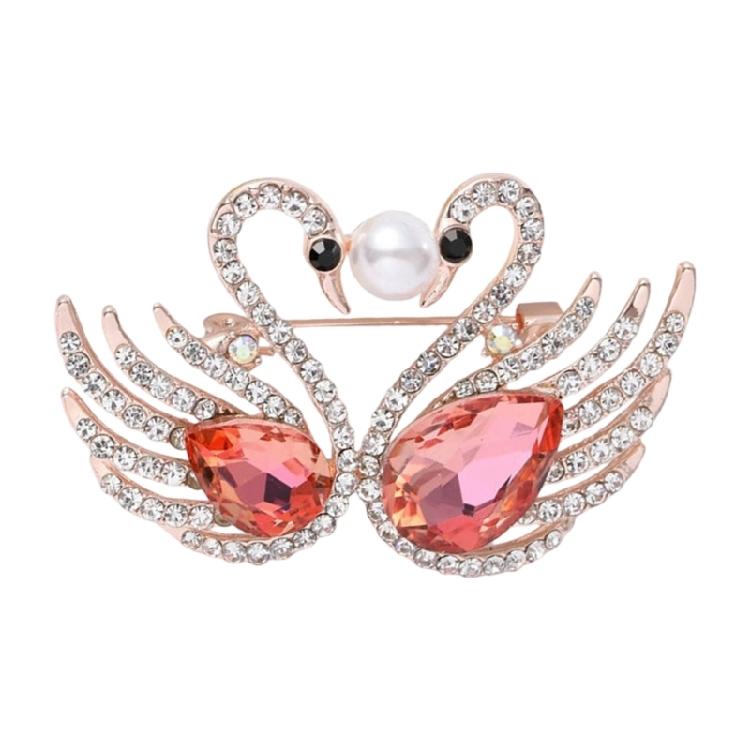 Elegant Small Swan Brooches with Rhinestones Unique Swan Pin Unisex Pins Alloy Texture Suitable for Fashionable Outfits