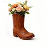 Vintage Western Style Cowboy Boot Statue Home Decor Boot Shaped Vase Pencil Holder  Study Room