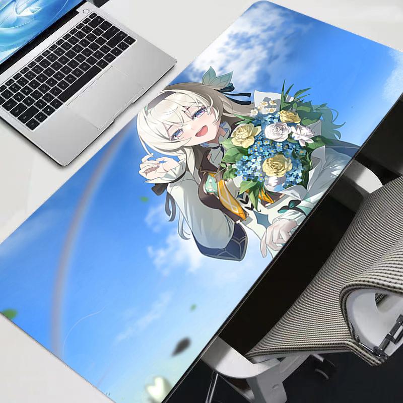 Large Cartoon Mousepad Non-slip Cute Anime Gaming Mouse Pad Honkai Star Rail Firefly Fashion Computer Desk Pad Keyboard Rug