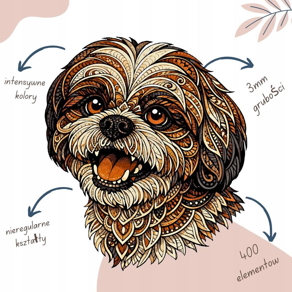 Shih Tzu Wooden Puzzle Cute Dog 400 pcs 3 mm Wooden puzzle