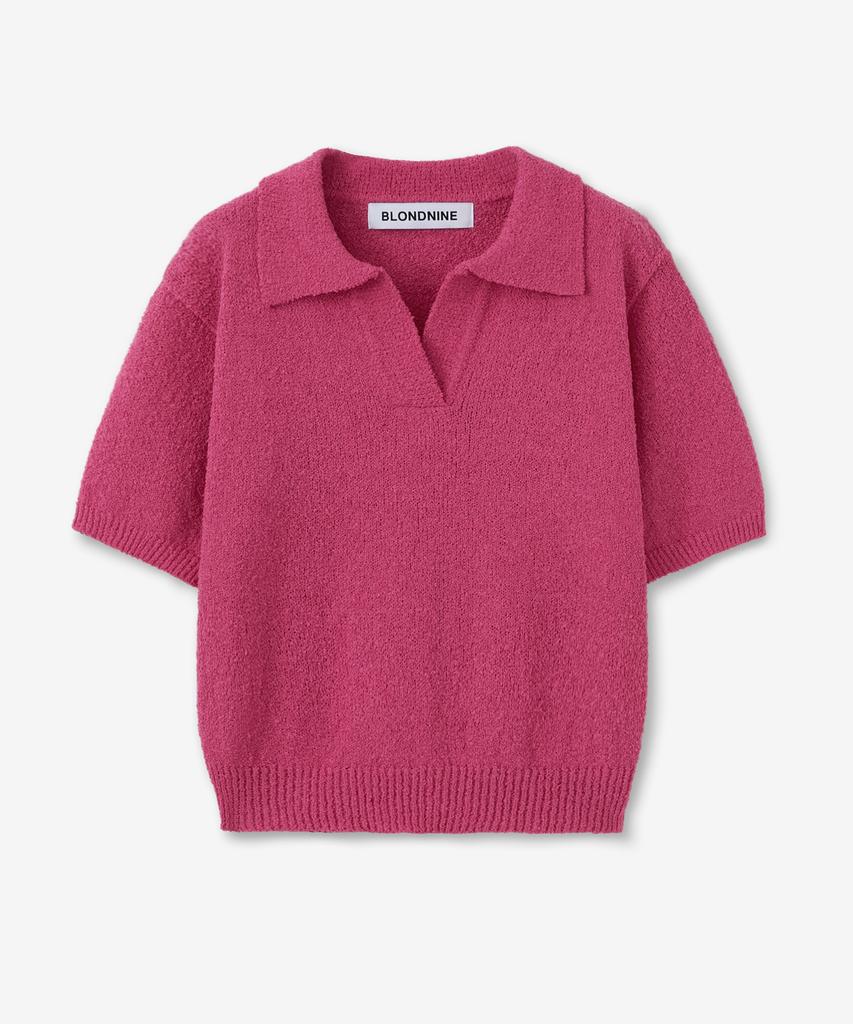 BLOND9 Boucle Short Sleeve Open Collar Knit ( 5 Colors )