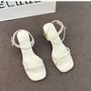 Black Word with Sandals Femininity 2025 New Summer Super Fairy Fashion Versatile Thick High Heel Shoes Summer
