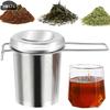 1*Premium Stainless Steel Fine Mesh Tea Filter Extended Handle Loose Tea Drainer With Lid Anti-Scald Multi-Purpose Tea Strainer