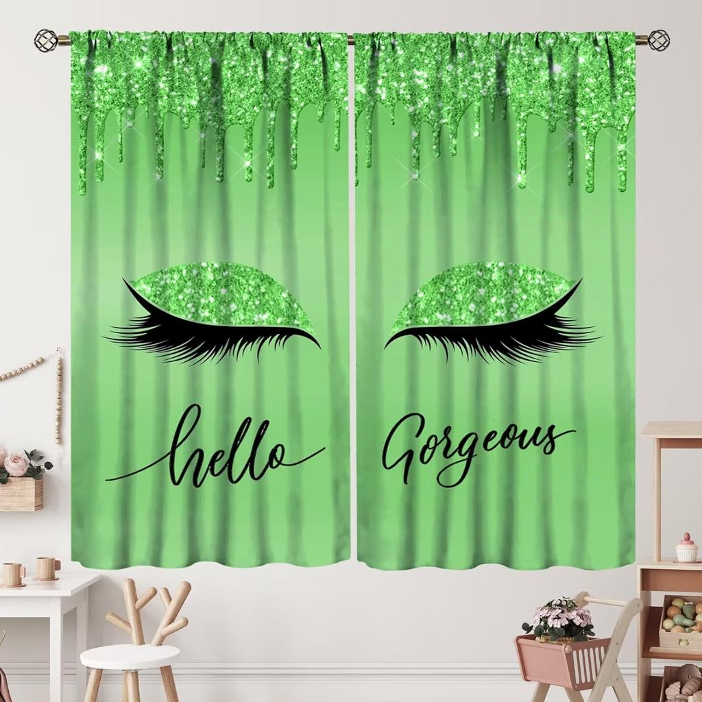 Unique 3D Printing Jewelry Falling Curtains Diamonds Black Backdrop Curtain with Rod Pocket for Bedroom Living Room Kitchen Home