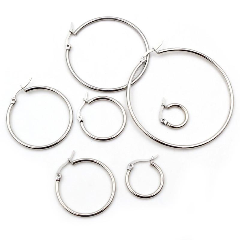 

10pcs 15-55mm Stainless Steel Earrings Loop Hoops Open Earring Hooks Base Ear Ring Circle Diy Jewelry Findings Accessories 2x15mm