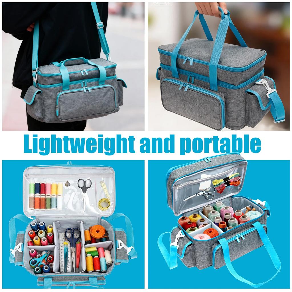 Large Sewing Machine Bag Double Layer Embroidery Thread Yarn Carrying Case Portable Storage Tote Sewing Machine Accessories