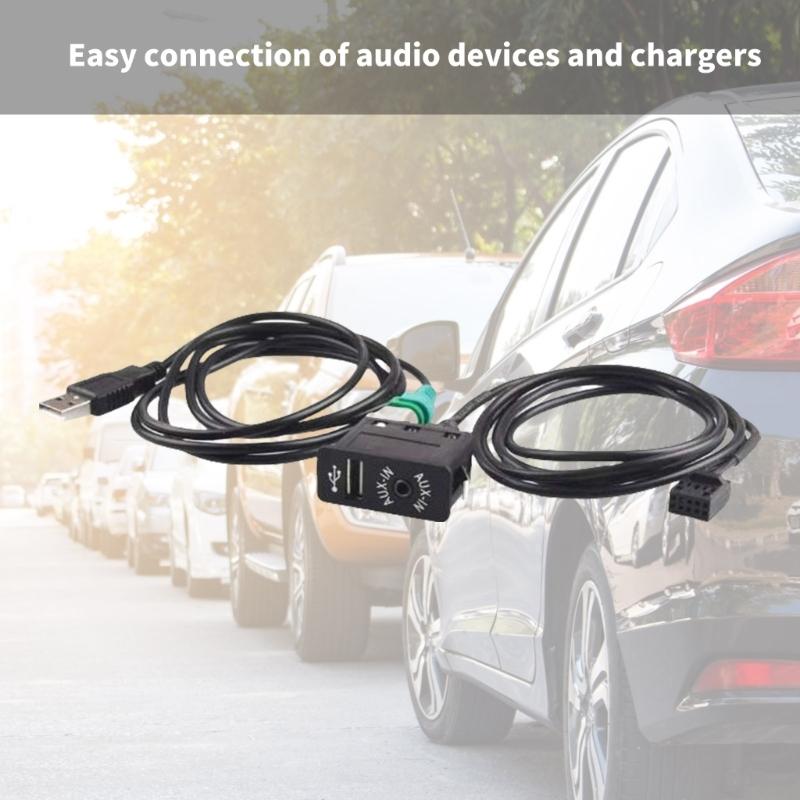 Adapter for E46 Automotive Accessories AUX in USB Switch Connector with USB Wire 10 Pin AUX Cable for Car Stereo