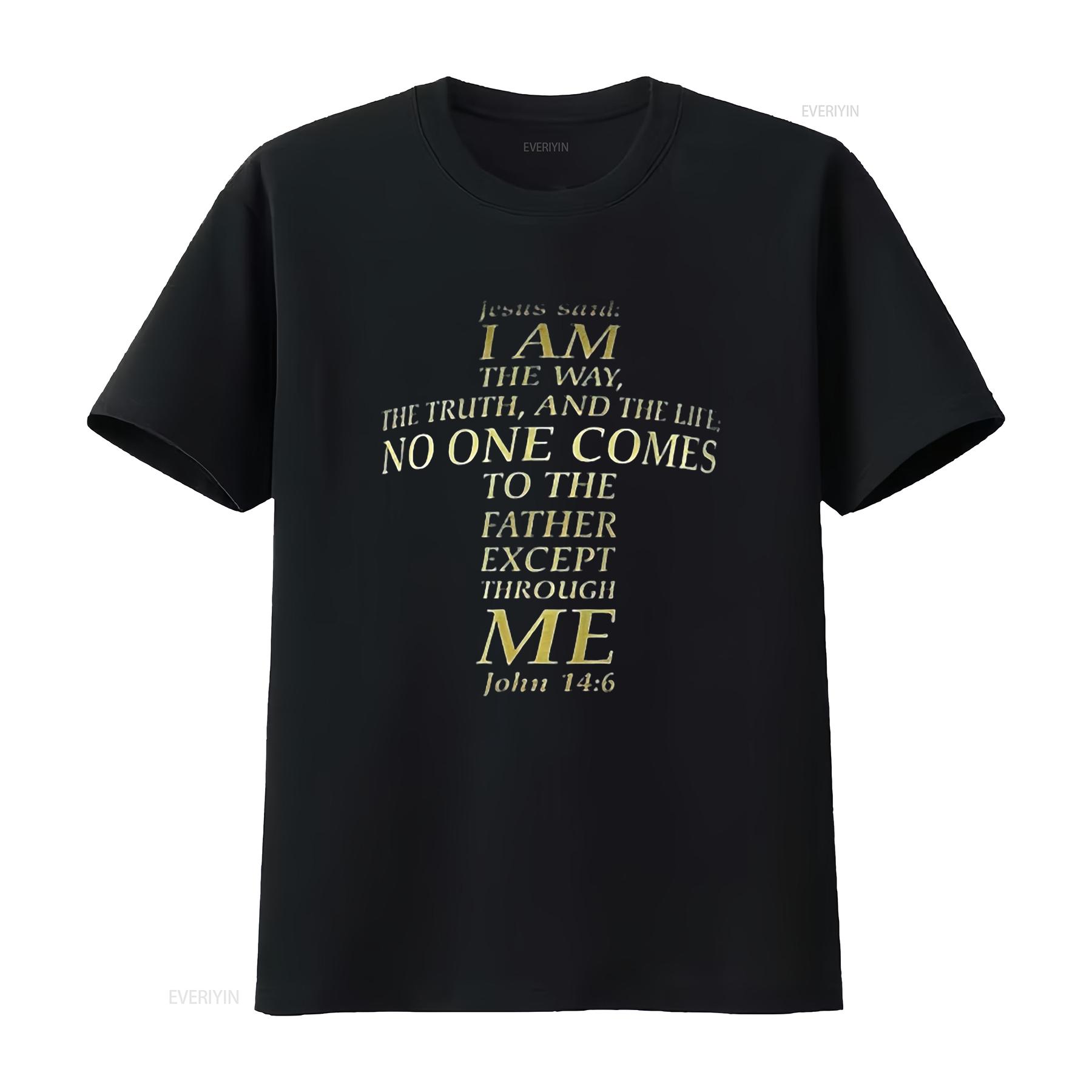

Jesus Way Truth Life Cross Bible Verse Font John 14 6 Womens T Shirt Black vintage Washed Versatile Comfortable homme 4XL