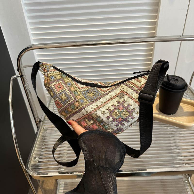 National style large capacity 2025 new trend fashion bag canvas dumpling casual shoulder oblique span bag