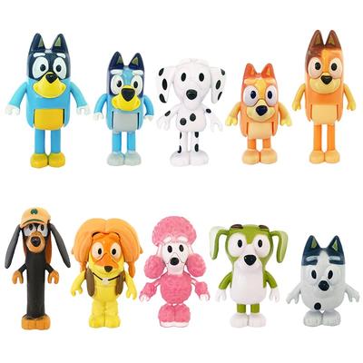 Bluey Und Bingo Familienserie Anime Actionfigur Modell Cartoon Mini PVC Puppen Ornamente Kinder Geburtstagsdekoration Spielzeug Geschenk