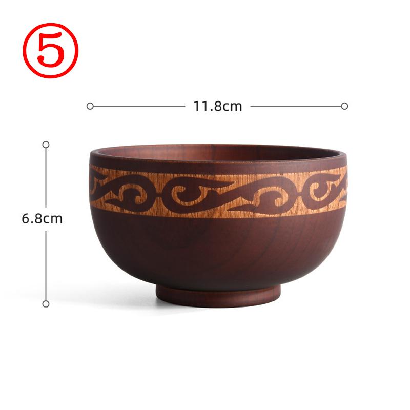 New Creative Bowl Spoon Tableware Set For Kitchen Item Utensils Wooden Auspicious Eight Treasure Pattern Dining Salad Home Dinne