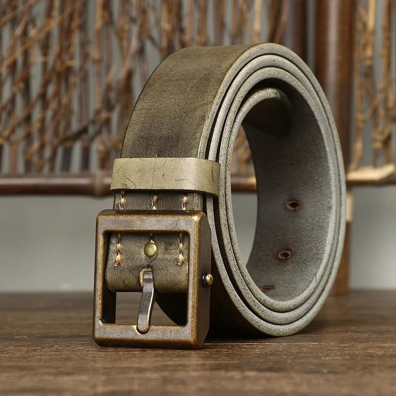 3.8CM Thickening Top Layer Cowhide Genuine Leather Belts for Men Luxury Designer High Quality Vintage Jeans Cowboy Male Belt