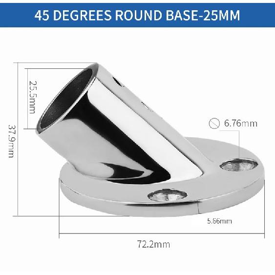 Alastin 30/45/60/90 Degrees 25mm Mount Pipe Stanchion 316 Stainless Steel Boat Handrail Fittings Stanchion Round Base