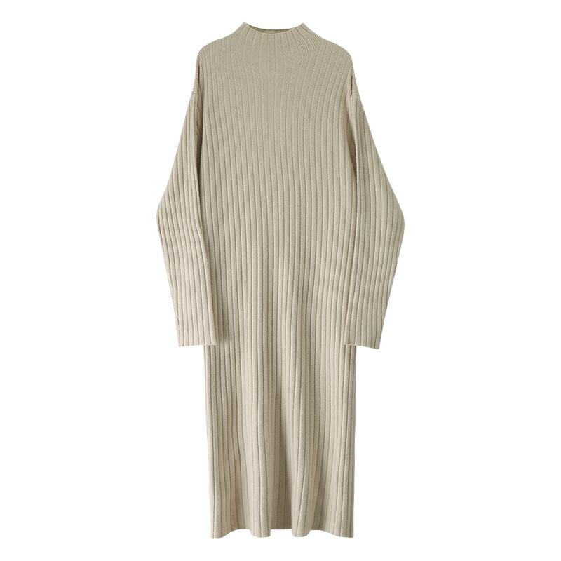 Douyin Tmall Quality Knitted Dress Women's Autumn and Winter New Pit Strip Straight Inner Long Knee Bottom Long Dress