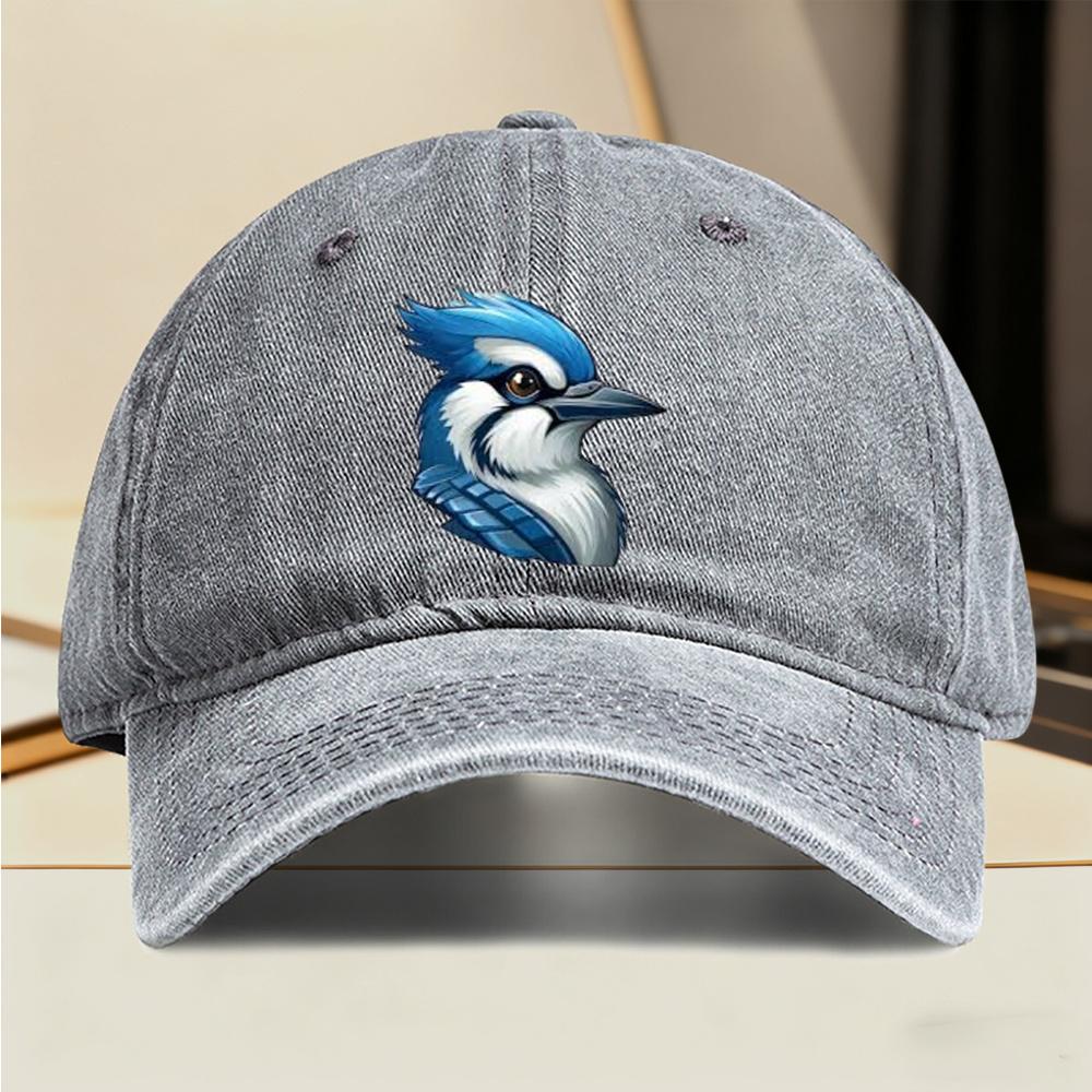 

Blue Bird Graphic Washed Baseball Cap Unisex Adjustable Polyester Outdoor Casual Hat One Size сірий