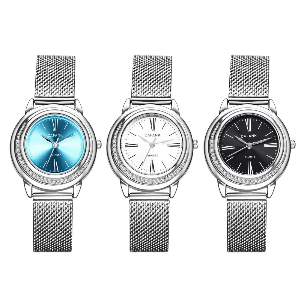 Women's Round Analog Quartz Watch with Stainless Steel Strap and Black Dial, Simple Design, Perfect for Formal Gifts, Anniversaries, Birthdays, and