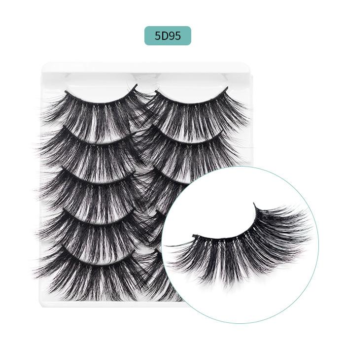 

25Mm Imitation Mink Eyelashes 5 Pairs Of Multi-Layer Slender Eyelashes Dense Curled False Eyelashes