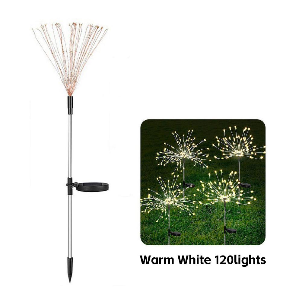 Solar Powered Sparkle Lawn Lights Outdoor Garden LED Dandelion String Lights Firework Design for Landscape Wedding Party Decor