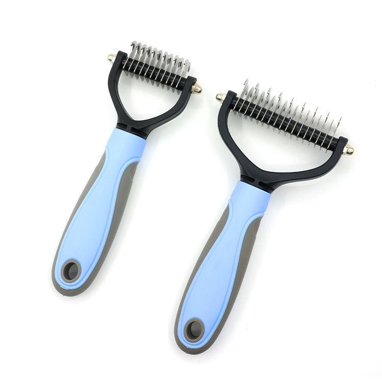 Pet Detangling and Deshedding Comb for Medium-Long Haired Dogs and Cats Blue Small