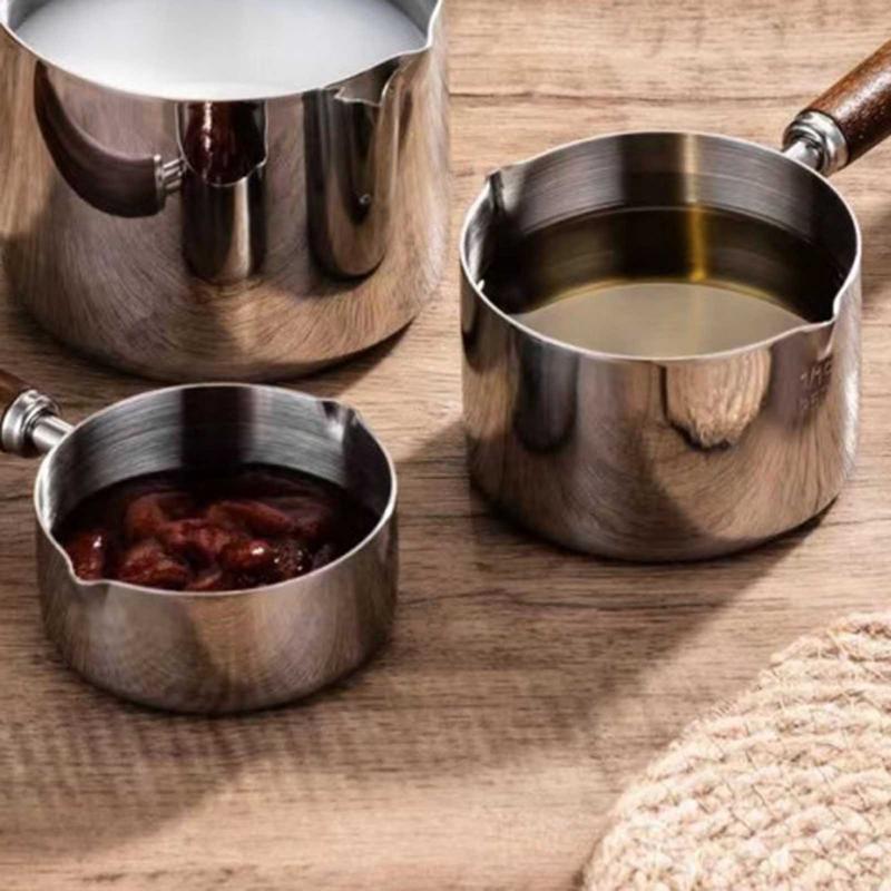 125ml/250ml Induction Sauce Pan Stainless Steel Hot Oil Pot Milk Pan Small Saucepan with Ergonomic Handle