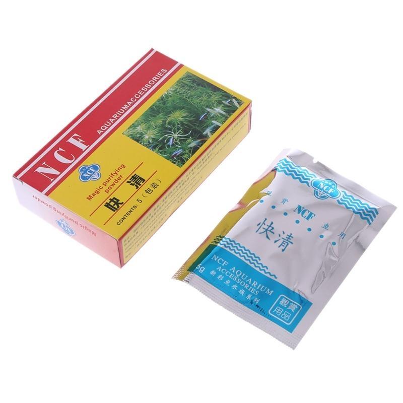 

5 Bags Aquarium Water Conditioner Clarifier Cleaner Powder Fish Tanks Water Cleaning Efficient Immune Bactericide білий